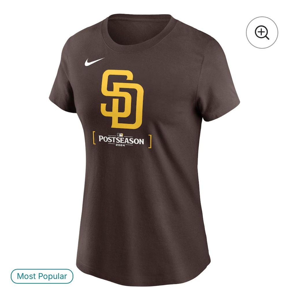 Nike San Diego Padres 2024 Postseason T-Shirt | Size Large | Brown/Gold